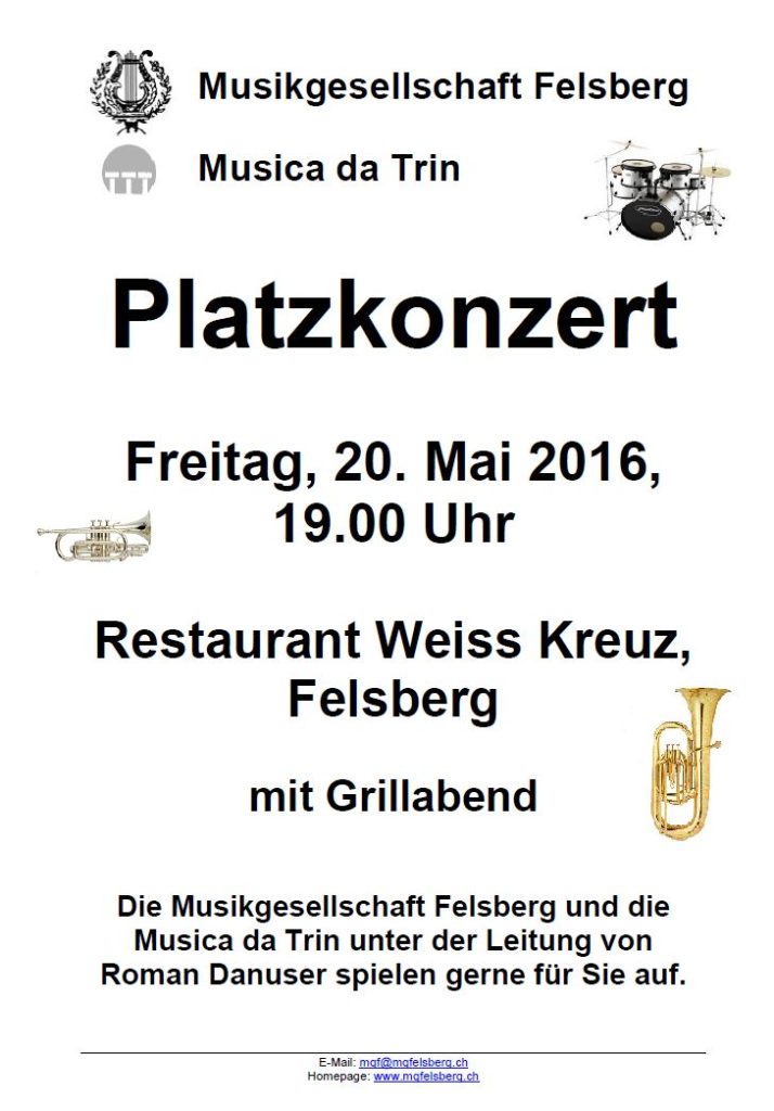 Flyer Platzkonzert Weiss Kreuz 20.05.2016